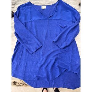 Anthropologie Postmark Brand Royal Blue 3/4 Sleeve Top EUC Sz S
